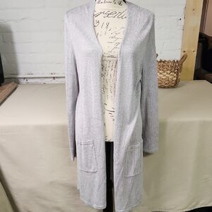 J Jill Long Linen Grey Sweater Size Medium